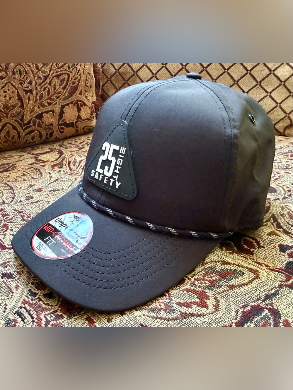 25/8 Safety Rope Hat Adjustable Black Mid-Crown Fit Lightweight OSFA Cushing, OK